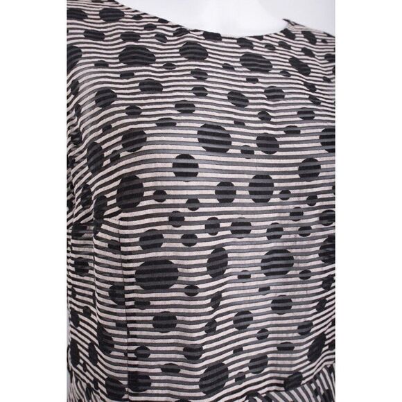 Akris Punto Womans Jacquard Dot Midi Dress Size 10 Black Polka Dot Organdy NWT - Picture 4 of 9